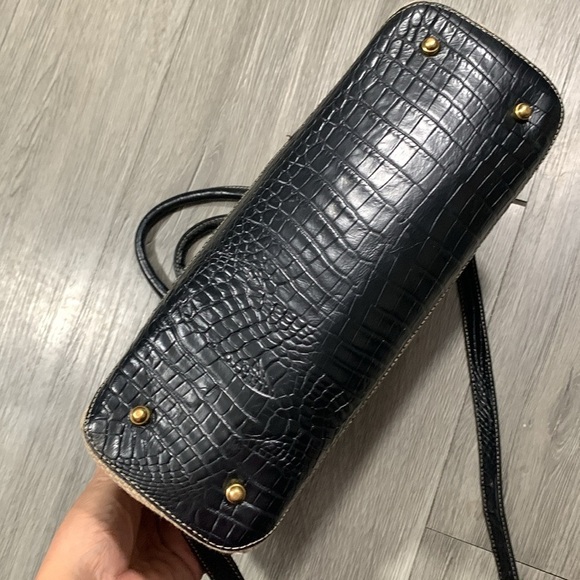 Brahmin Burlap and Croc Stulle Leather Tote Handbag with Matching Crossbody - Picture 10 of 15